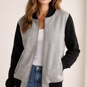 Abercrombie & Fitch Athletic Zip Bomber Jacket Two Tone Sweatshirt Sz XS